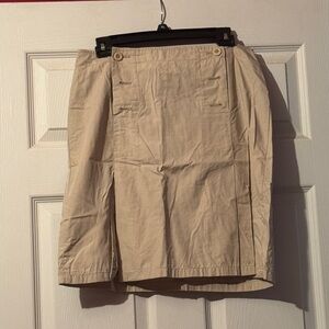 Willi Smith Light Beige Button-Accent Cotton Skirt